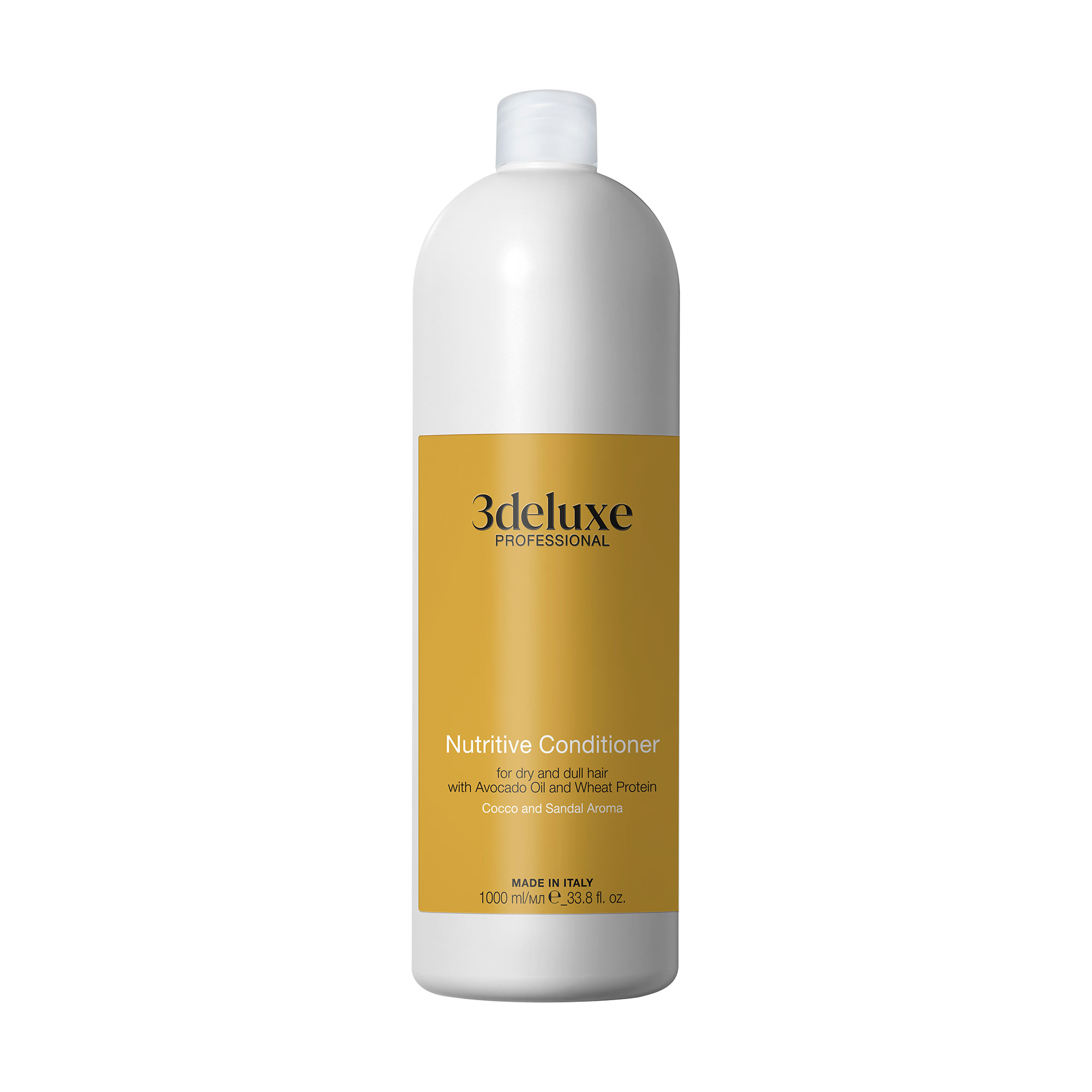 Живильний кондиціонер 3DeLuXe Nutritive Conditioner для сухого та тьмяного волосся, з олією авокадо та протеїнами пшениці, 1 л